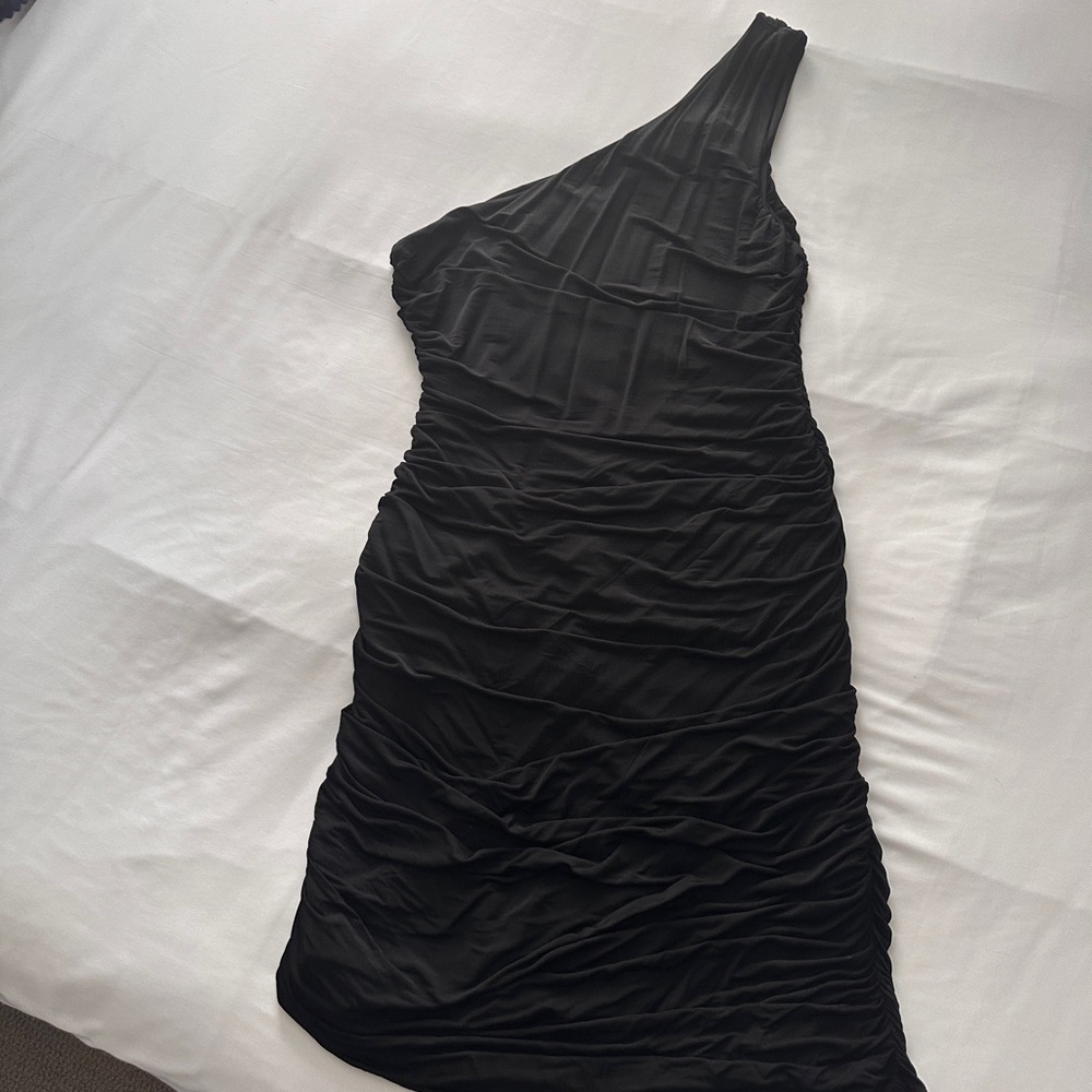 H&M Stylish Black One-Shoulder Dress